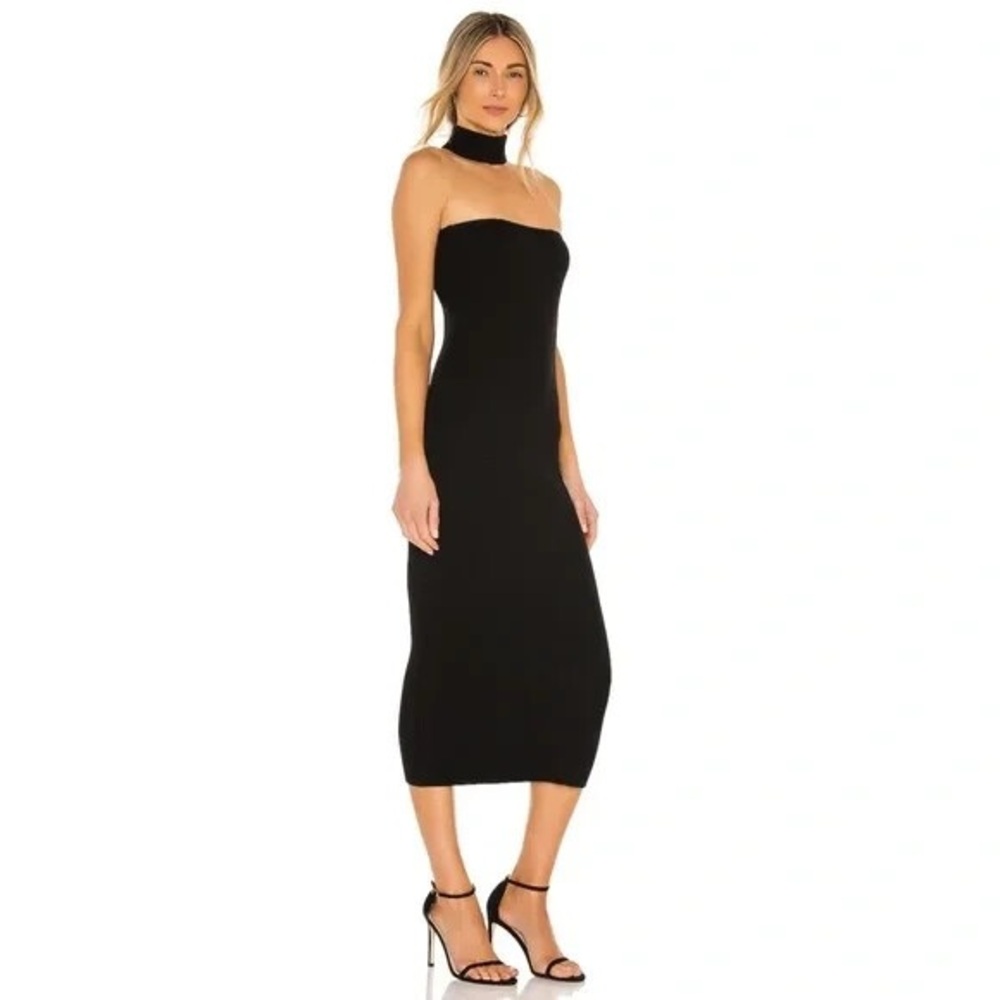 MISHA: Floating Choker Rib Knot Midi Dress